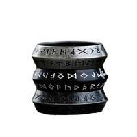 Bague Viking personnalisée en acier inoxydable 316L, unisexe, pour homme, ton argent antique, runes Elder Futhark, audacieuse, sombre, rebelle, style motard