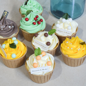เค้กปลอมแบบหั่นชิ้น ขนาด 7 ซม. อาหารจำลองสำหรับร้านเบเกอรี่ โมเดลเค้กสำหรับตกแต่งงานแต่งงาน รองรับการปรับแต่ง - Product Image 5