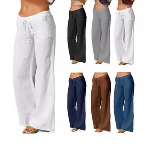 Pantaloni Yoga Svasati da <span class=keywords><strong>Donna</strong></span> in Cotone <span class=keywords><strong>Lino</strong></span>, Stile Casual Europeo Americano, Vita Media, Arricciati, Morbidi, per Forniture Transfrontaliere - Product Image 2
