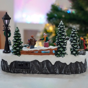 MELODY Resin <strong>Christmas</strong> <strong>Village</strong> Houses Animated LED Scene with Turning Skaters &amp; Music Indoor Use <strong>Christmas</strong> Decor - Product Image 6