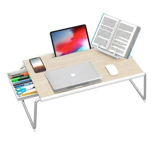Great Roc Laptop Bed Tray Desk tavolo da letto in legno per Computer portatile con cassetto portaoggetti e scaffale pieghevole per laptop