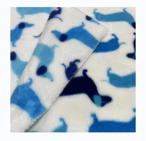 Flannel fabrics cartoon dots design print super soft micro velvet fleece polyester spandex blanket fleece fabric