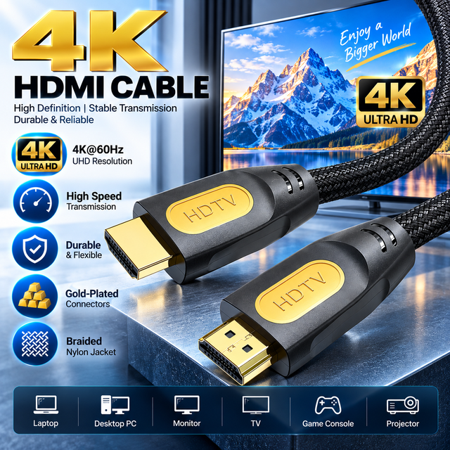 Gold Plated HDMI 2.0 Male to Male Cable High Speed HDTV Cord Support 4K 60Hz 3D 1080P Ready Stock Multi Size for TV Home Theater