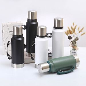Large Capacity <b>Hot</b> Water Bottle Handle Wall Insulated Vacuum Canteen Bottle for Hiking Water Bottle Stainless Steel - Product Image 5