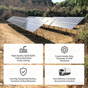 <span class=keywords><strong>Kit</strong></span> de montage au sol solaire en acier galvanisé, support PV personnalisable, accessoires complets, installation au sol pour usage domestique - Product Image 3