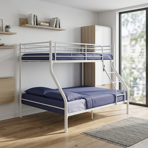 Lit superposé en métal moderne et populaire pour dortoir scolaire, avec escalier, idéal pour petit appartement ou chambre d'hôtel. - Product Image 2