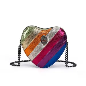 Bolsos de diseñador de moda con corazón, monederos y bolsos de lujo, coloridos bolsos de mano de cuero Pu para mujer