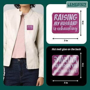 Parche bordado termoadhesivo de 3 pulgadas con la frase 'Raising My Husband Is Exhausting' para gorras y ropa - Product Image 5