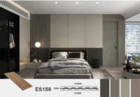 Panneaux muraux modernes en grain de bois Garniture 3D WPC Latte intérieure noire étanche à l'eau pour salle de sport et maisons en bois
