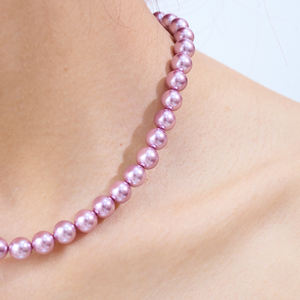 פנינים עגולות יפות טבעיות יפות בעבודת יד מתנה שרשרת פנינים טהורה - Product Image 2