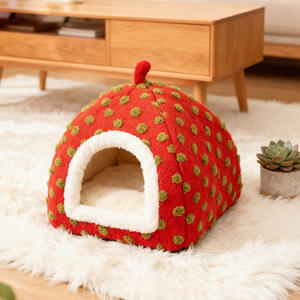 Coussin de lit pour animaux de compagnie semi-<span class=keywords><strong>fermé</strong></span>, épais et chaud, toutes saisons, motif dessin animé, amovible et lavable, pour <span class=keywords><strong>chien</strong></span> et chat, motif imprimé, type yourte - Product Image 2