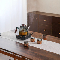 Service à thé en verre au design moderne minimaliste de luxe léger, pot à infuser résistant aux hautes températures, idéal pour le salon ou le bureau