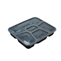 1000ml Boîte à bento jetable à 5 compartiments en plastique pour la préparation des repas avec couvercle
