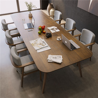 Table de travail rectangulaire simple et moderne en bois massif Table d'établi chaise de bureau combinaison pour salon longue conférence