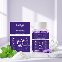 ORALHOE Comprimés de Nettoyage Buccal Violets – Comprimés de Soin Dentaire pour Blanchiment et Élimination des Taches – Fraîcheur Longue Durée – Bain de Bouche Portable