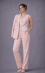 Traje de Pantalón de Tres Piezas para Mujer, Diseño de Diseñador, Blazer, Chaleco y Pantalones, Ropa Formal para Invitadas de Boda y Ocasiones Especiales - Product Image 2