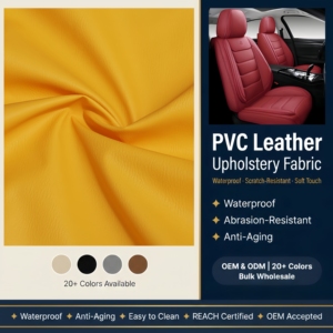 Fornitura all'Ingrosso di Tessuto in Pelle Sintetica PVC di Alta Qualità, Resistente alle Intemperie, Finitura Opaca, Texture Fine per Sedili Auto - Product Image 1