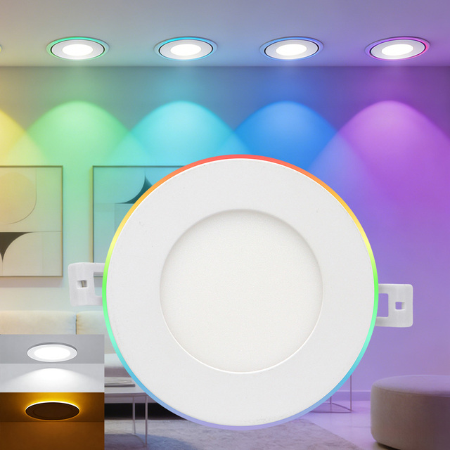 Smart APP & WIFI Controlled 4inch DC24V LED Downlight RGBCW Indoor Ceiling Light with Night Light and Recessed Panel