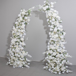New Design Artificial Ivory Horn Arch <b>Flower</b> <b>Arrangements</b> <b>Luxury</b> <b>Silk</b> Rose Backdrop Artificial <b>Flower</b> for Wedding Set Decoration - Product Image 3