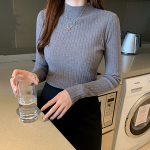 เสื้อสเวตเตอร์คอสูงครึ่งตัวสำหรับผู้หญิง เสื้อถักแขนยาวแฟชั่น - Product Image 3