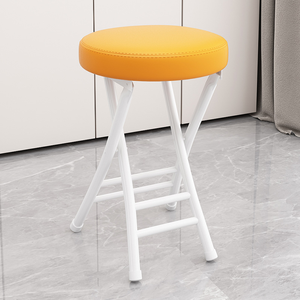 Folding <b>Stool</b> With PU Leather Seat Modern Minimalist Design Home Furniture Chair For Living Room And Balcony Use - Product Image 5
