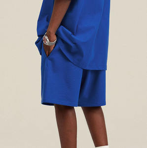 กางเกงขาสั้นผ้า20% โพลีเอสเตอร์สำหรับผู้ชายกางเกงขาสั้นทรงหลวมขนาดใหญ่พิเศษทำจากผ้าฝ้าย80% โลโก้ตามสั่ง - Product Image 2