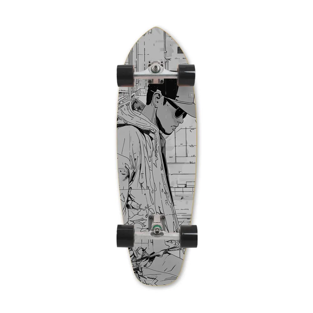 Progettare il proprio longboard di bambù su misura fabbrica a buon mercato in legno acero skateboard legno tipo nero surfskate deck Board