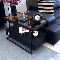 Ensemble de rangement pour salon, style italien moderne minimaliste, cadre en bois, dessus en verre, multifonctionnel, pour petit espace