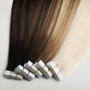 100% 角质层对齐原始胶带延伸真人发生印度头发顶级12a + 黑色骨直波 - Product Image 6