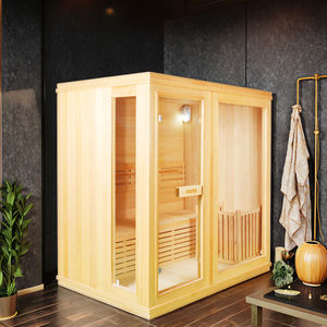 Sauna <span class=keywords><strong>à</strong></span> deux personnes en cèdre rouge de haute qualité compatible avec l'aromathérapie, avec thermomètre, seau et plateau pour huiles essentielles - Product Image 1