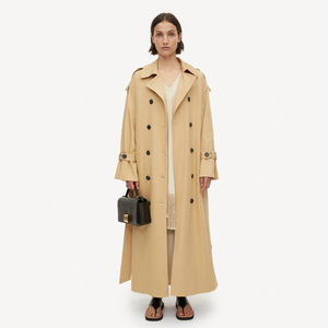 Cappotto autunnale a maniche lunghe a doppio petto con collo rovesciato <span class=keywords><strong>Trench</strong></span> da <span class=keywords><strong>donna</strong></span> - Product Image 2