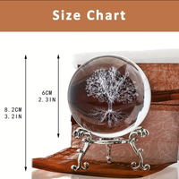 Vente flash : joli cadeau, arbre de vie gravé au laser 3D dans une boule de cristal en verre
