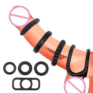 Ensemble d'anneaux péniens pour hommes, 4 tailles, en silicone écologique, sensation réaliste, jouet sexuel, 100% étanche, pour une durée plus longue - Product Image 2
