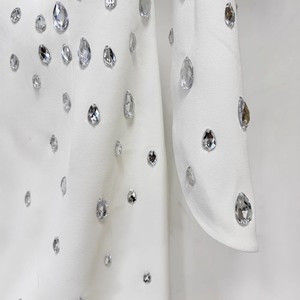 Fabrika toptan yeni 2025 tasarımcı moda kadın Diamonds boncuklu Slash boyun kapalı omuzlar uzun Maxi elbise - Product Image 6