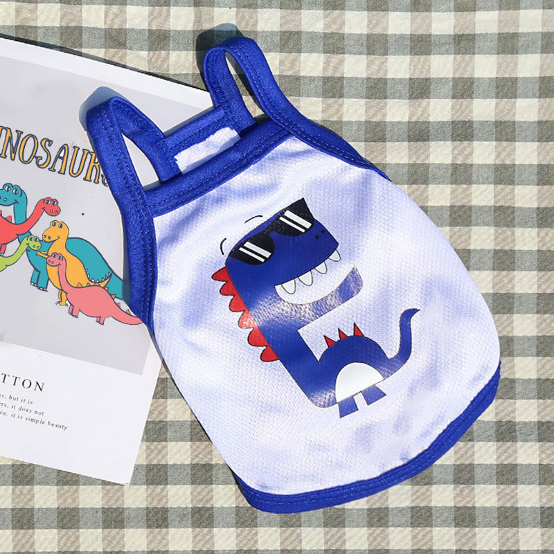 Débardeur blanc avec motif dinosaure bleu foncé