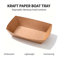 Boîte à lunch jetable en papier kraft en forme de bateau, biodégradable, compatible micro-ondes, boîte à emporter, boîte à fruits, boîte bento