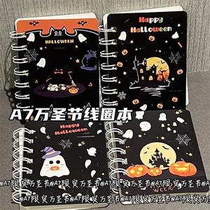 Halloween-Themen Spiralblock <span class=keywords><strong>A7</strong></span>-Größe mit Kürbis-Hexe-Fledermaus-Cover 60 Innenseiten Dickes Papier Kindergeschenk - Product Image 3