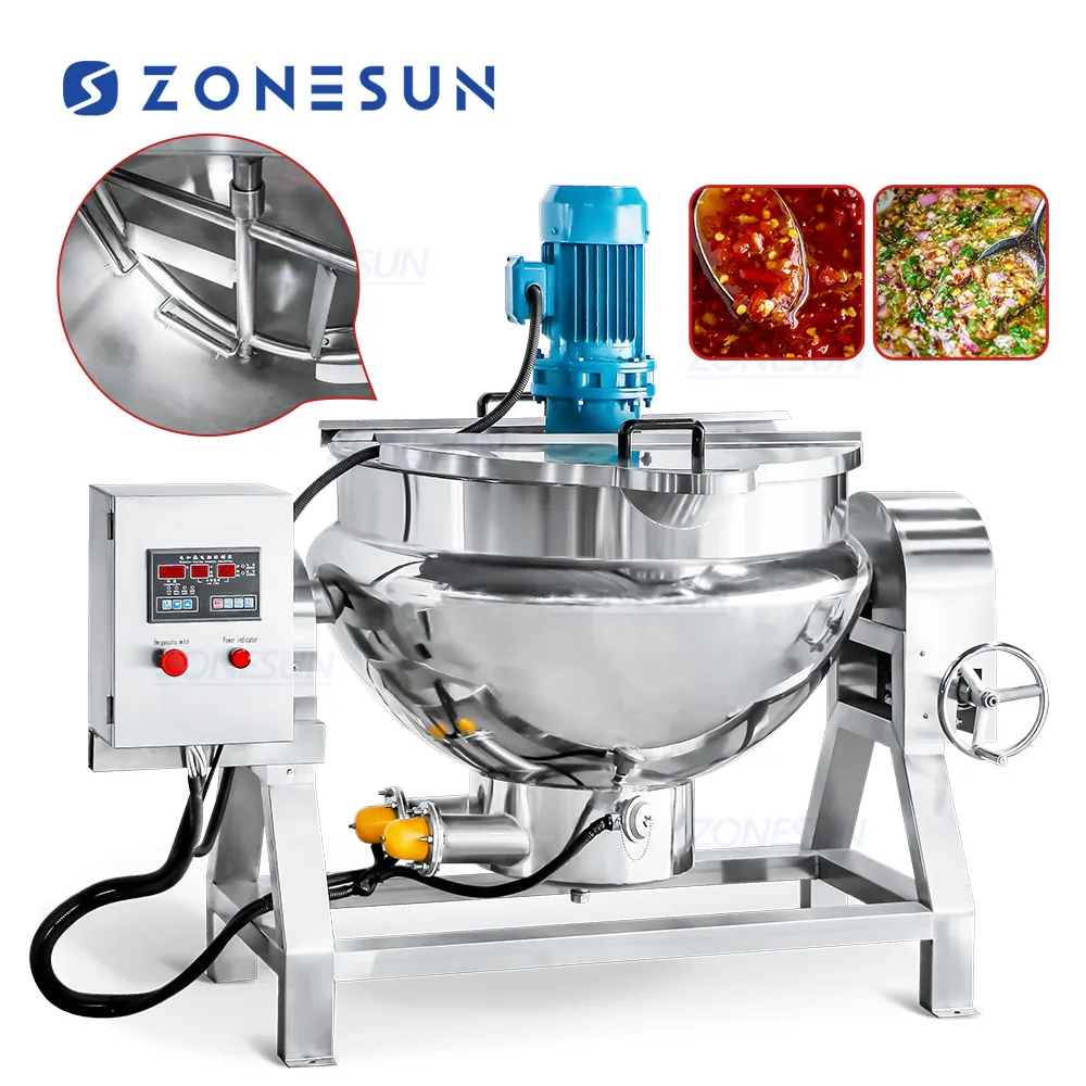 ZONESUN ZS-CG200L из нержавеющей стали с фиксированным нагревом, смешивая Электрический промышленный кухонный чайник с рубашкой