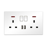 Prise double 13A avec interrupteur Bingoelec UK, double USB A+A 20W à charge rapide, en plastique PC, vente en gros à prix réduit, prise de courant UK