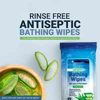 Lingettes de Bain Jetables Sans Eau et Sans Rinçage pour Adultes, Marque Privée, Micro-Ondables, avec Extrait d'Aloe Vera, 12 Paquets (96 Unités)