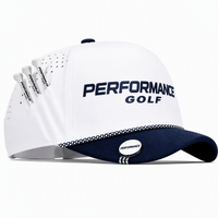 Casquettes de golf durables personnalisées X&K avec porte-tee de poche, patch en PVC structuré, snapback perforé, casquettes vintage magnétiques A-Frame