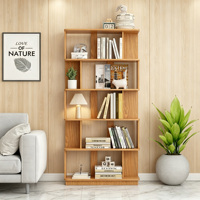 Étagère ouverte modulable à 5 niveaux en chêne foncé, étagère de rangement moderne en MDF pour salon, chambre et bureau