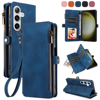 Dompet Kulit PU untuk Samsung S24 Plus, 9 Slot Kartu + Kantong Koin Ber-resleting, Penyangga, Pemblokir RFID, 360 °   Perlindungan