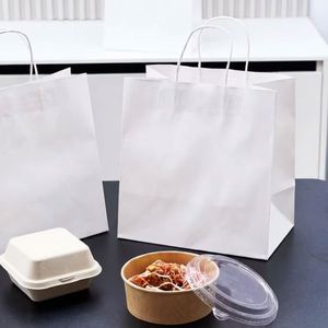 Custom Printed <b>Biodegradable</b> Food Grade <b>Packaging</b> Brown Kraft Shopping Paper Bag With Handles - Product Image 5