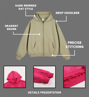 Sweat à capuche zippé SEEK 350 GSM pour homme, vert sauge, coupe oversize, en molleton brossé, logo personnalisé, streetwear, vente en gros, faible MOQ