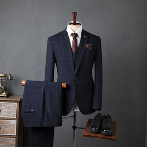 ชุดสูทผู้ชายไซส์ใหญ่ทรงสลิมลายสก็อต 3 ชิ้น ประกอบด้วยเสื้อเบลเซอร์ <span class=keywords><strong>กางเกง</strong></span>ขายาว และเสื้อกั๊ก เหมาะสำหรับงานแต่งงาน ชุดเจ้าบ่าว ผ้าวิสโคส/โพลีเอสเตอร์ ป้องกันการหดตัวและยับ - Product Image 5