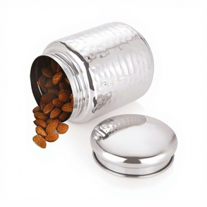 Stainless Steel <b>Food</b> Container Round Airtight Metal <b>Jar</b> for Storage with Polished Finish Minimalist Design - Product Image 1