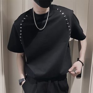 Camiseta Casual de Manga Corta para Hombre, Diseño Americano, 100% Algodón, Ecológica, Cuello Redondo, Holgada, Moderna, de Marca, Elegante - Product Image 2