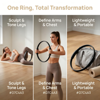 Anneau de Pilates XLAN modèle XL-4241 34 cm en silicone PP écologique, cercle de yoga fitness monobloc léger pour entraînement à domicile