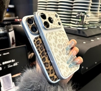 Étui de luxe en cuir PU léopard avec grande fenêtre pour iPhone 17 Pro 16 15 14 13 Pro Max, coque arrière rigide de haute qualité